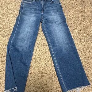 Risen wide leg crop jeans